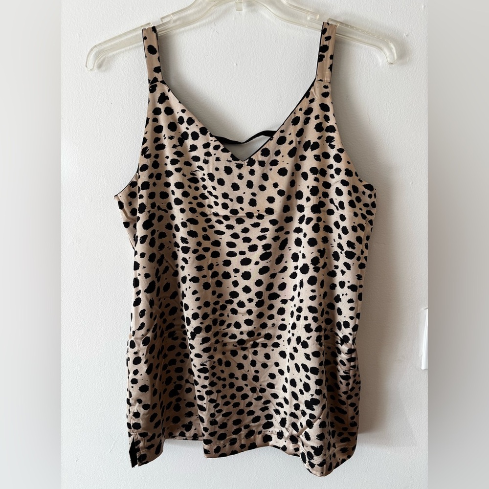 Serra black and beige leopard print reversible camisole tank size large
